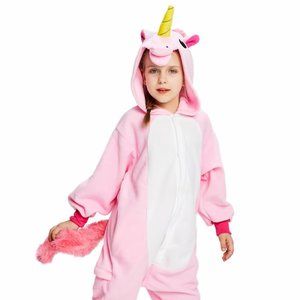 Unisex Kids Unicorn Cosplay One-Piece Pajamas- Plu